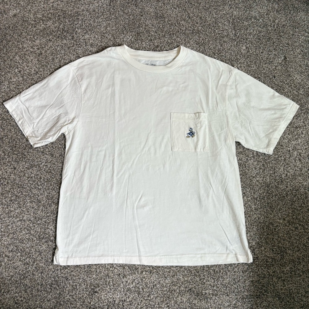Gap X Disney Donald Duck Men's Large White T-Shirt with Pocket